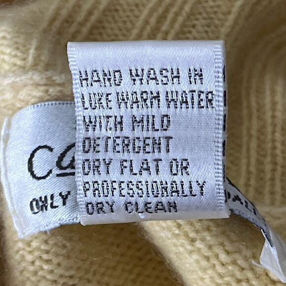 Vintage Bloomingdale's Sutton Studio Sweater M 100% Cashmere Turtleneck Yellow - Picture 9 of 9